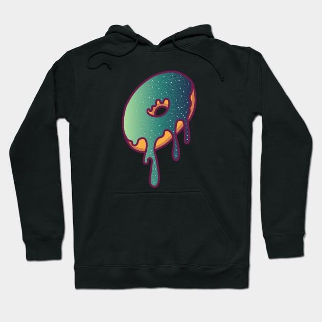 Dripping Galaxy Donut (Green) Hoodie by Graograman